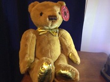 FAO Schwarz 160th Anniversary 13.5" Golden Monogram Teddy Bear NWT