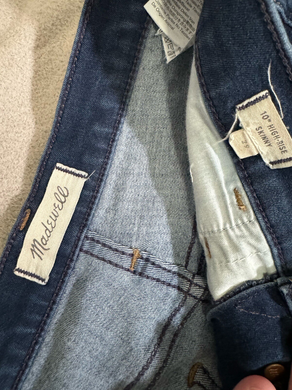 Madewell 10-Inch High Rise Skinny Jeans for Women Size 29 Medium Blue Stretch Denim Button Fly