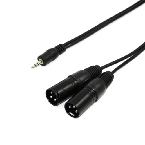 New 5 ft stereo 1/8” 3.5mm plug to 2 XLR 3pin male y splitter patch cable Cord - Picture 2 of 6