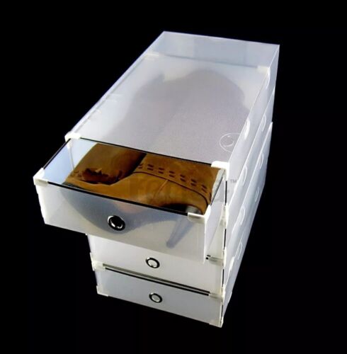 10X Clear Plastic Shoe Storage Boxes Drawer Stackable Foldable Organiser Durable - Picture 10 of 15
