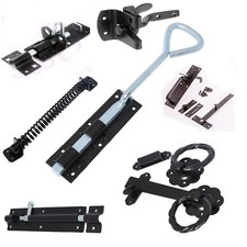 Black Garden Gate Latch Accessories Heavy Duty Large Full Kit Catch Set Lock D5
