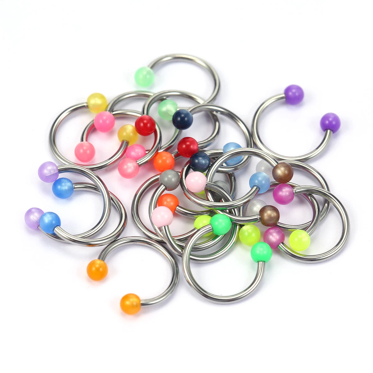 20Pcs Colorful Nose Septum Rings Ear Rings Body Stainless Steel
