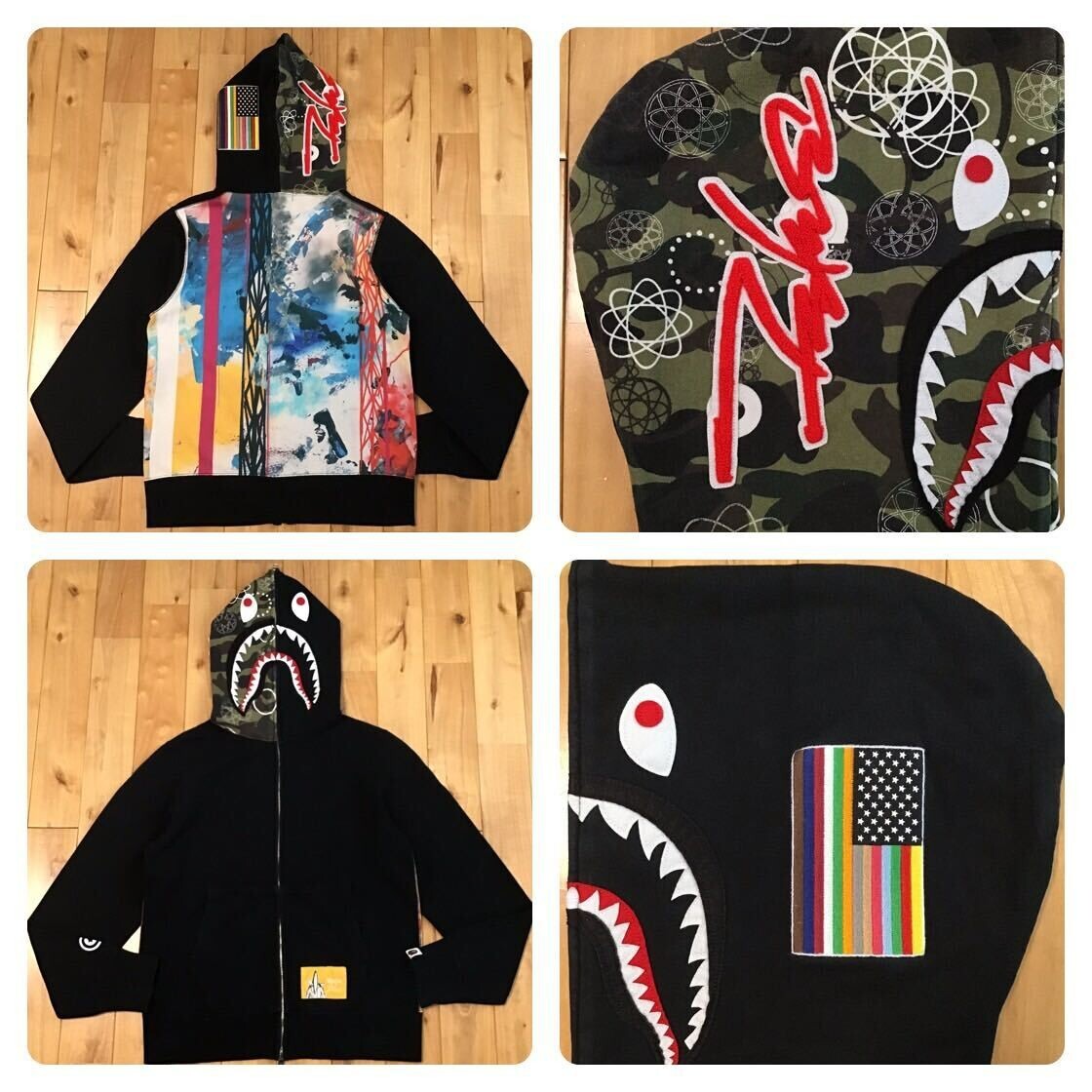 BAPE × Futura Shark full zip Hoodie Black A Bathing Ape Size M | eBay