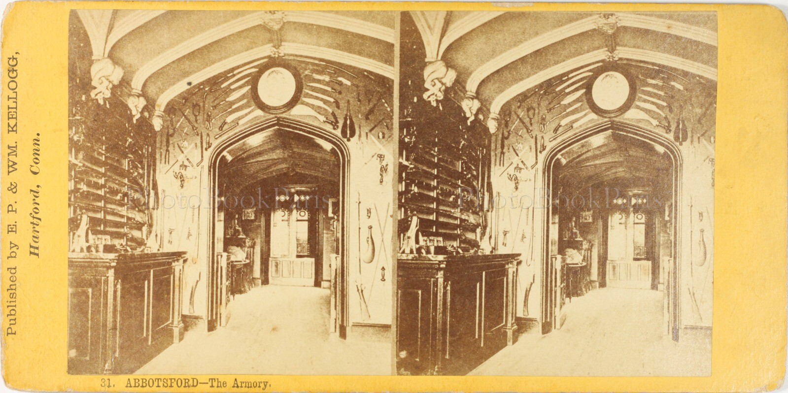 UK ÉCOSSE Melrose Abbotsford Sir Walter Scott’s Armory, Photo Stereo
