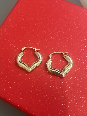 10k Gold Herz Huggies Reifen Ohrringe, Reifen Ohrringe Herz, 10k Ohrring, Herz 10k