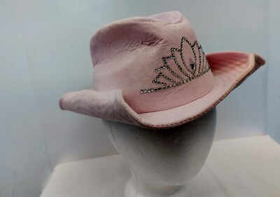 Vintage Cowboy Cowgirl Hat Pink Felt Suede Style Crown  display picture 3