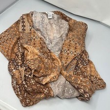 Japna womens One Size S/M orange print short sleeve long Kimono cardigan