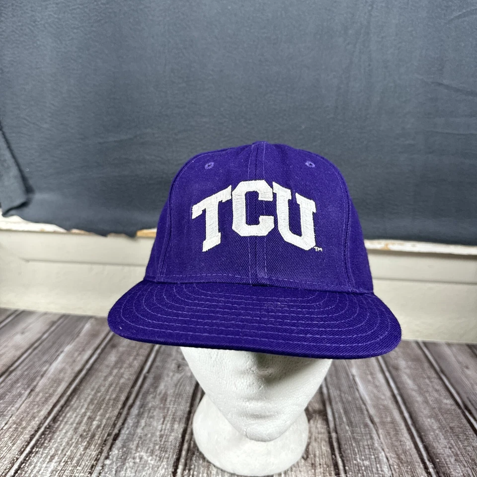 Vintage TCU Horned Frogs Hat Fitted 7 1/2 College Purple Cap - Image 2 of 4