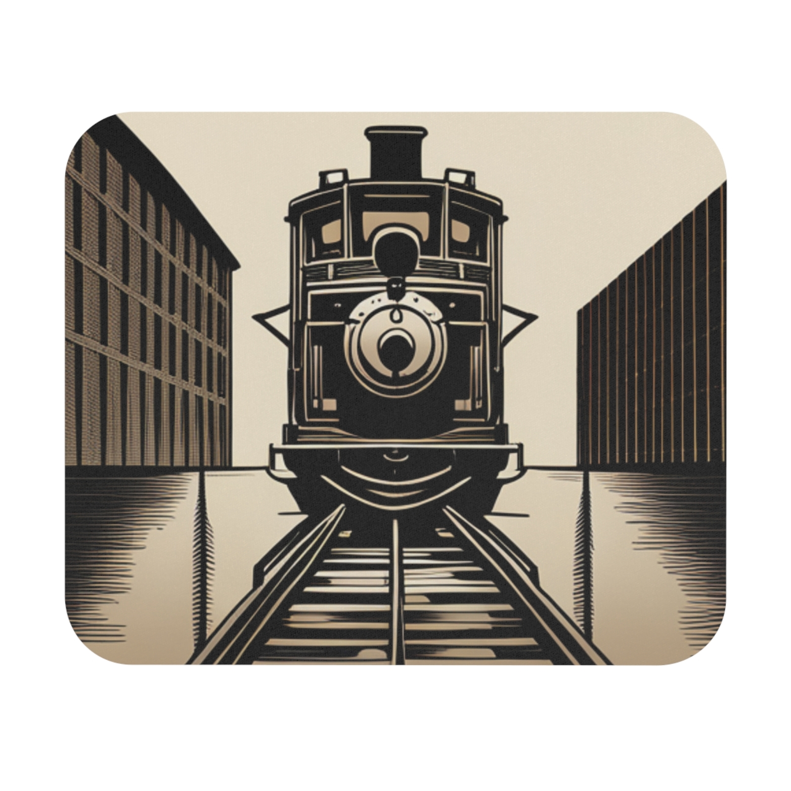 Vintage Train Engine Block Print Mouse Pad - Rectangle Design-image