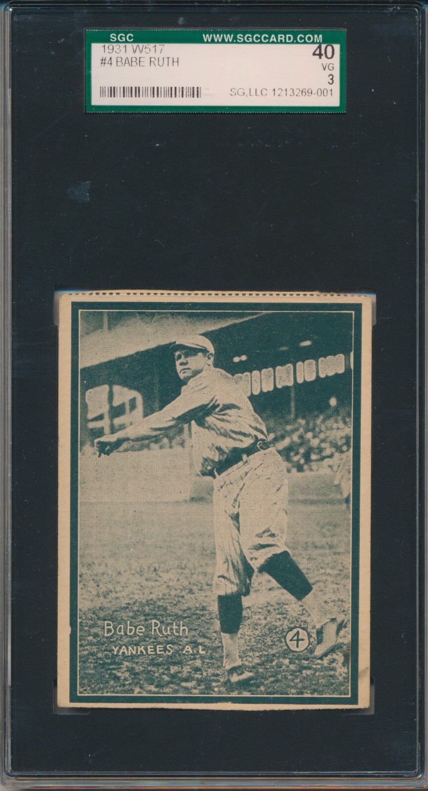 1931 W517 #4 Babe Ruth SGC 40/3 (VG) New York YANKEES HOF