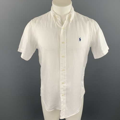 RALPH LAUREN Size S White Linen Button 