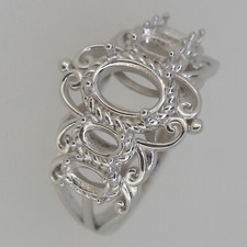 Edwardian Style Sterling Silver Semi Mount Ring Setting Oval OV 8x6mm 5x3mm