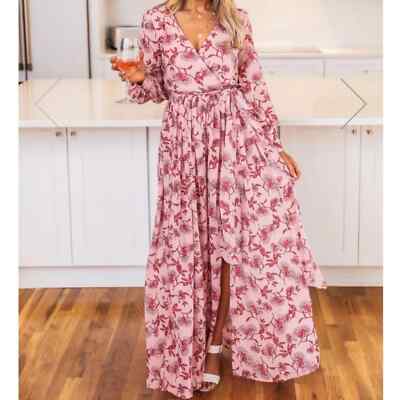 Pink Lily My Dearest Darling pink retro floral maxi dress plus size 2X new