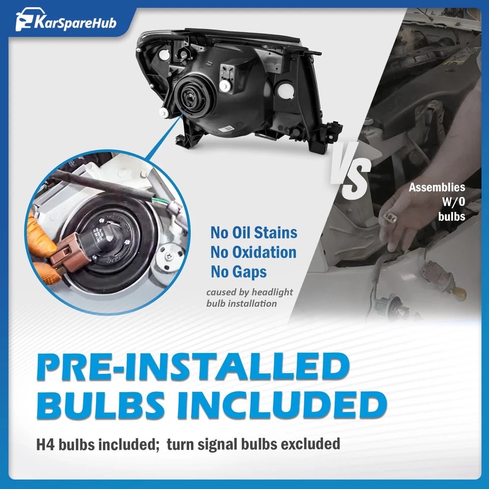 Headlights For 2005-2011 Toyota Tacoma Chrome Headlamps w/ Bulbs Left & Right Foto 4 de 4