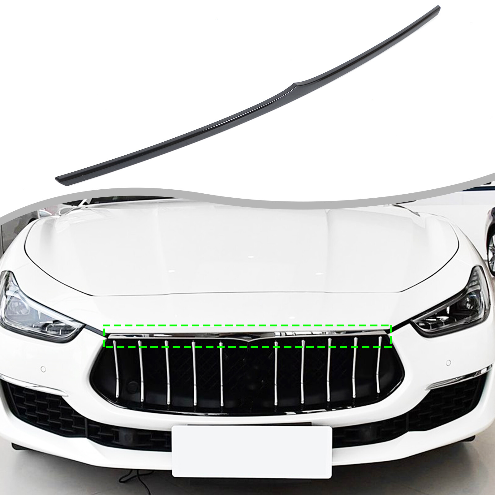ABS Gloss Black Front Bumper Grille Molding Trim For Maserati Ghibli 2018-23  US