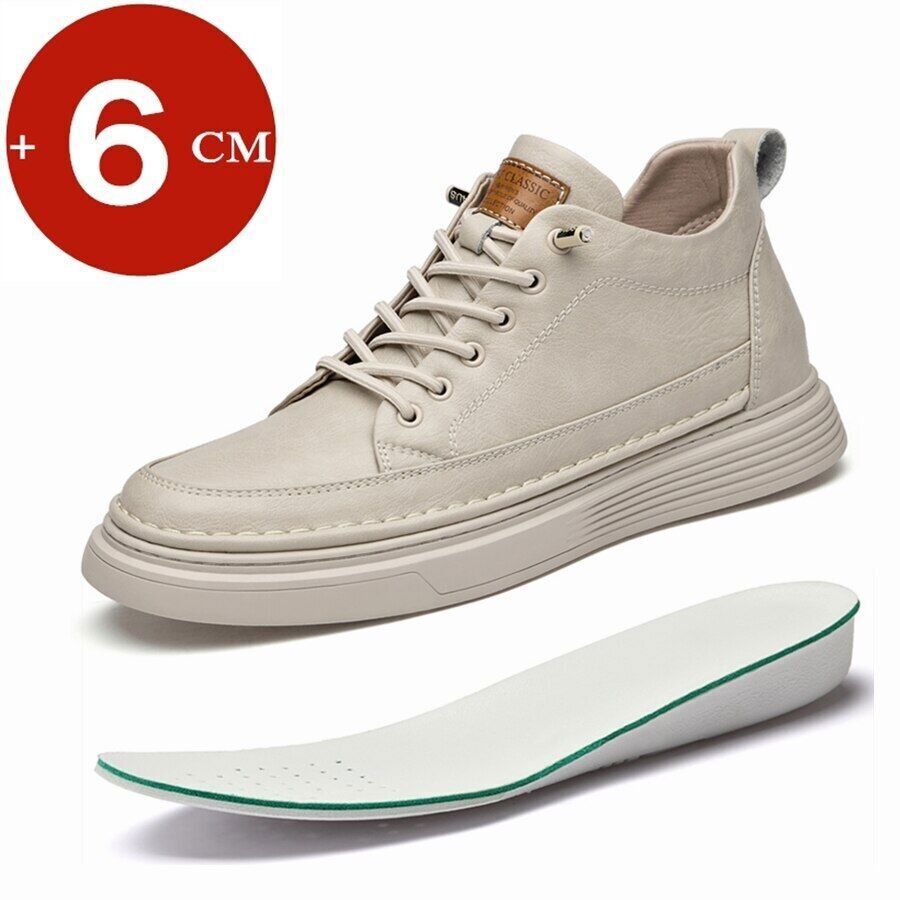 Men Flats/6cm Elevator Shoes Men Sneakers Leather Shoe Shoes-image