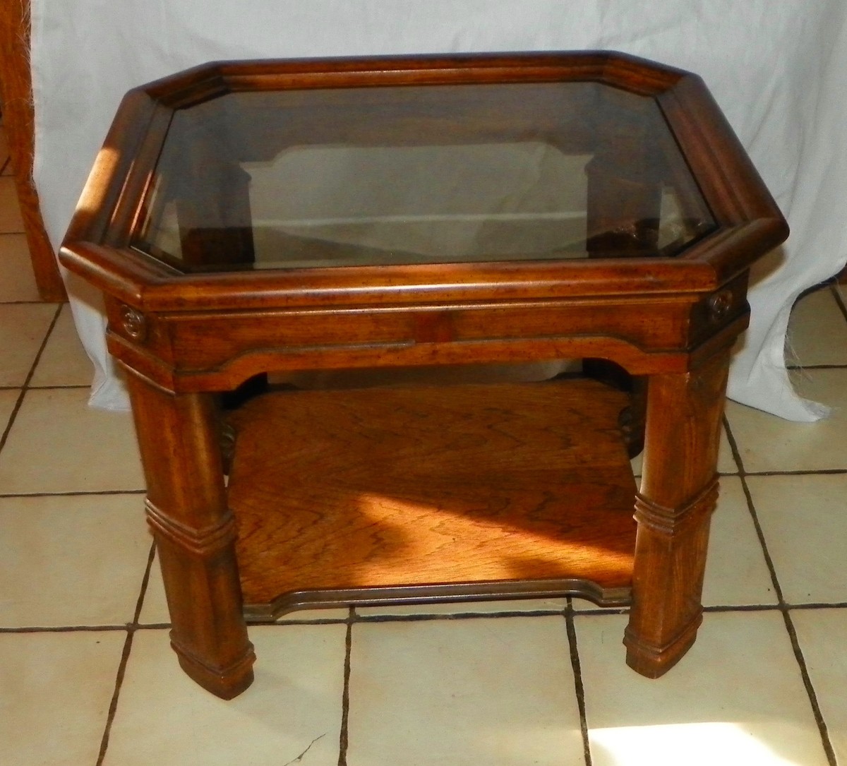 Oak Glass Top End Table / Side Table by Henredon (ET12) | eBay