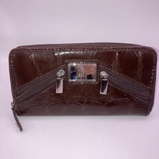 U.S. Polo Assn. Crocodile Embossed Brown Wristlet Clutch Wallet