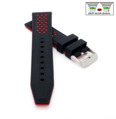 Easy-Klick Silikon Uhrenarmband Modell Sylt schwarz-rot 26 mm