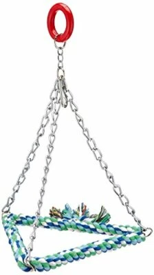 Featherland Paradise Hanging Bird Pyramide Swing, Cotton Rope Wrapped - Medium