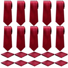 20 Pcs Men's Satin Formal Solid Tie and Pocket Square Handkerchief Set