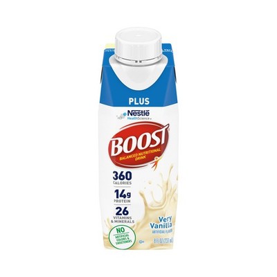 Nestle Boost Plus Balanced Nutritional Drink Very Vanilla 8 oz Carton 24 Ct