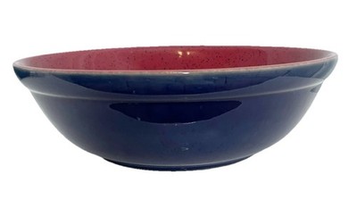 Denby England  Harlequin Red Blue Large Pasta Salad  Serving Bowl 11 3/4''