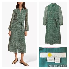 BODEN Abigail Shirt Dress - Size UK12R US8R Green Palm Leaf Floral Midi Pockets