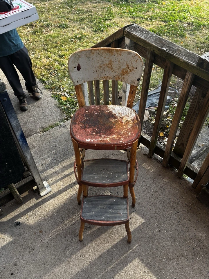 Cosco Vintage Kitchen Step Stool Chair Antique - Image 2 of 3