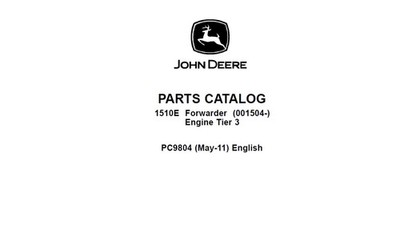 John Deere 1510E Forwarder PC9804 Spare Parts List Manual PDF on USB