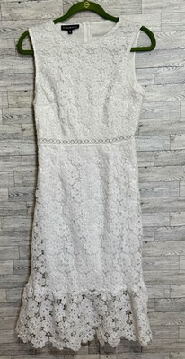 Eilly Bazar White Floral Eyelet Lace Cottagecore Boho Chic Posh Dress Sz-Medium