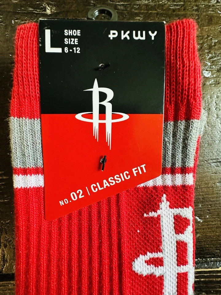 Houston Rockets Socks Red Crew NBA PKWY Basketball New Men’s Large 6-12 Stocking - Image 2 of 4