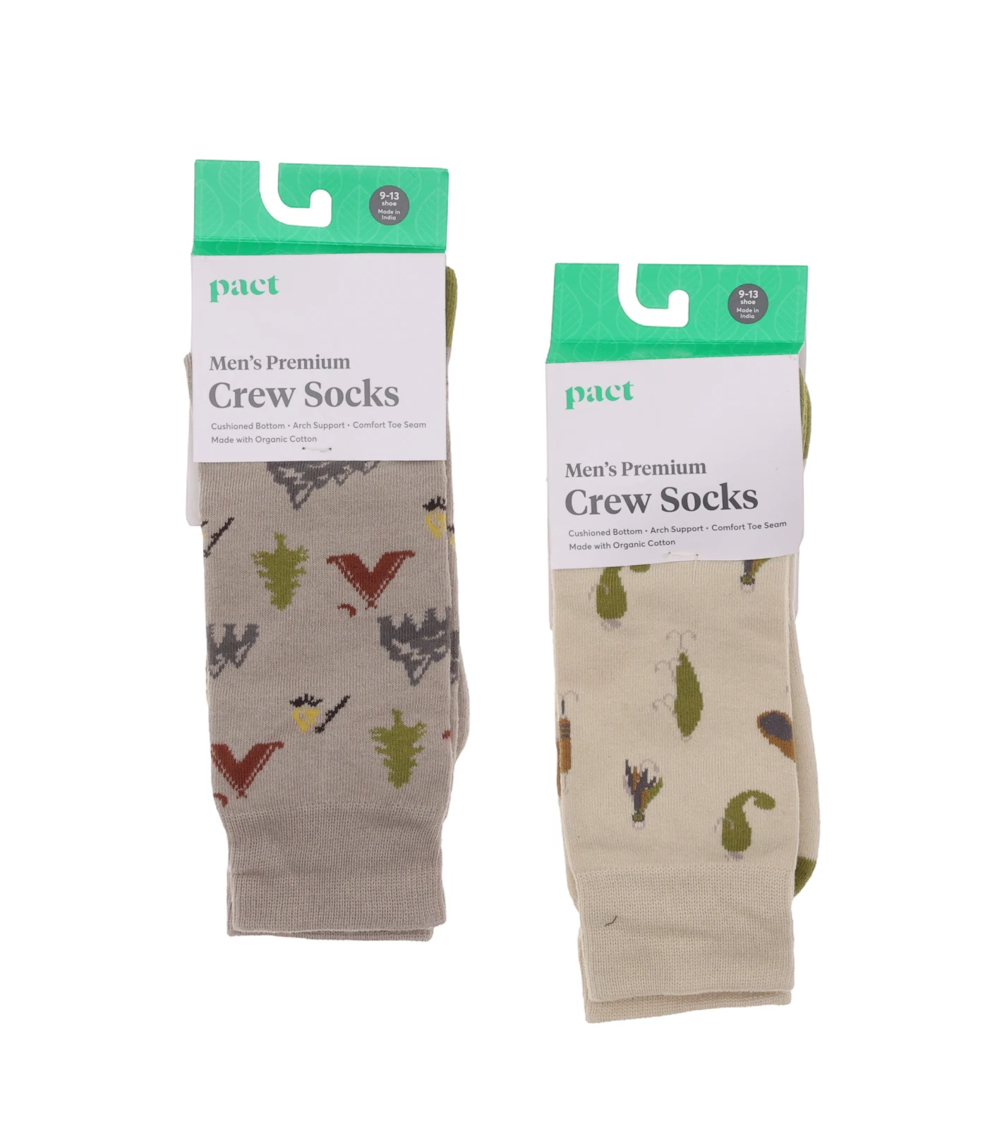 Pact L15810 Mens Premium 2-Pack Cotton Blend Crew Socks Size 9-13