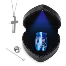 Mini Urns for Human Ashes Keepsake with Heart Box, Urn Necklace Blue Butterfly