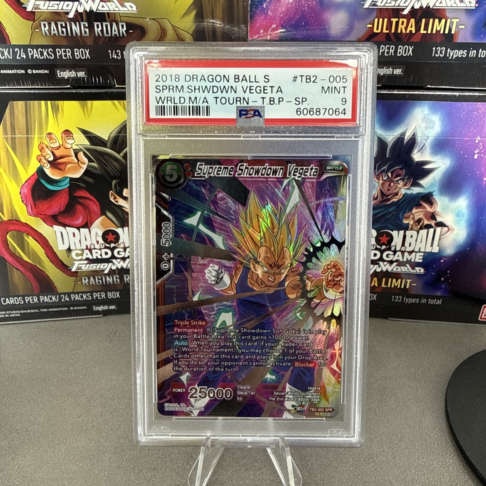 DBS BGS 9.5 SUPREME SHOWDOWN VEGETA TB2-005 SPR Especial Raro Como Nuevo PSA 9