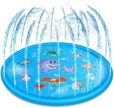 Splash Pad 100 cm Wasserspielmatte mit Antirutsch für Kinder und Hunde