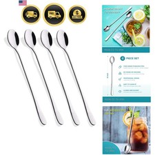 9-Inch Long Handle Iced Tea Spoon, Coffee Spoon, Ice Cream Spoons, Stainless ...
