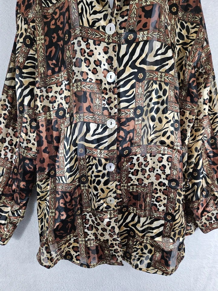 Top con botones Impresiones de colección 2X retazos años 80 estampado animal transparente metálico LEER Foto 4 de 4