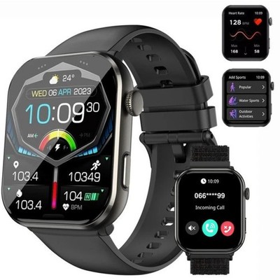 Smartwatch Herren mit Telefonfunktion LED-Leuchten Fitnessuhr IP68 Wasserdicht