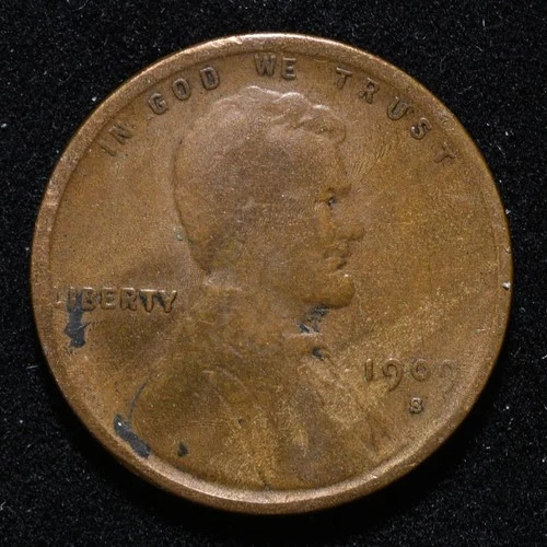 1909-S VDB Lincoln Wheat Cent / Very Good Condition