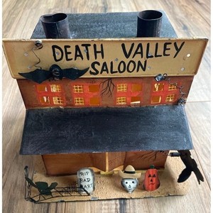 Halloween Decor Death Valley Saloon Metal Tea Light Candle Holder Spooky Hollow