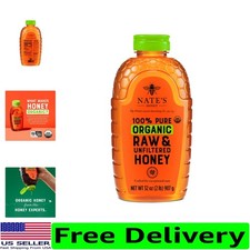 32oz Squeeze Bottle of Nate's Pure USDA Organic Honey - Raw Unfiltered