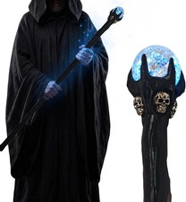 40" Halloween LED Witch Staff,Glass Crystal Ball Light Cosplay Costume Wand