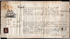 St Vincent 1892 Bill of Lading + previous day's Bill of Exchange glued to back