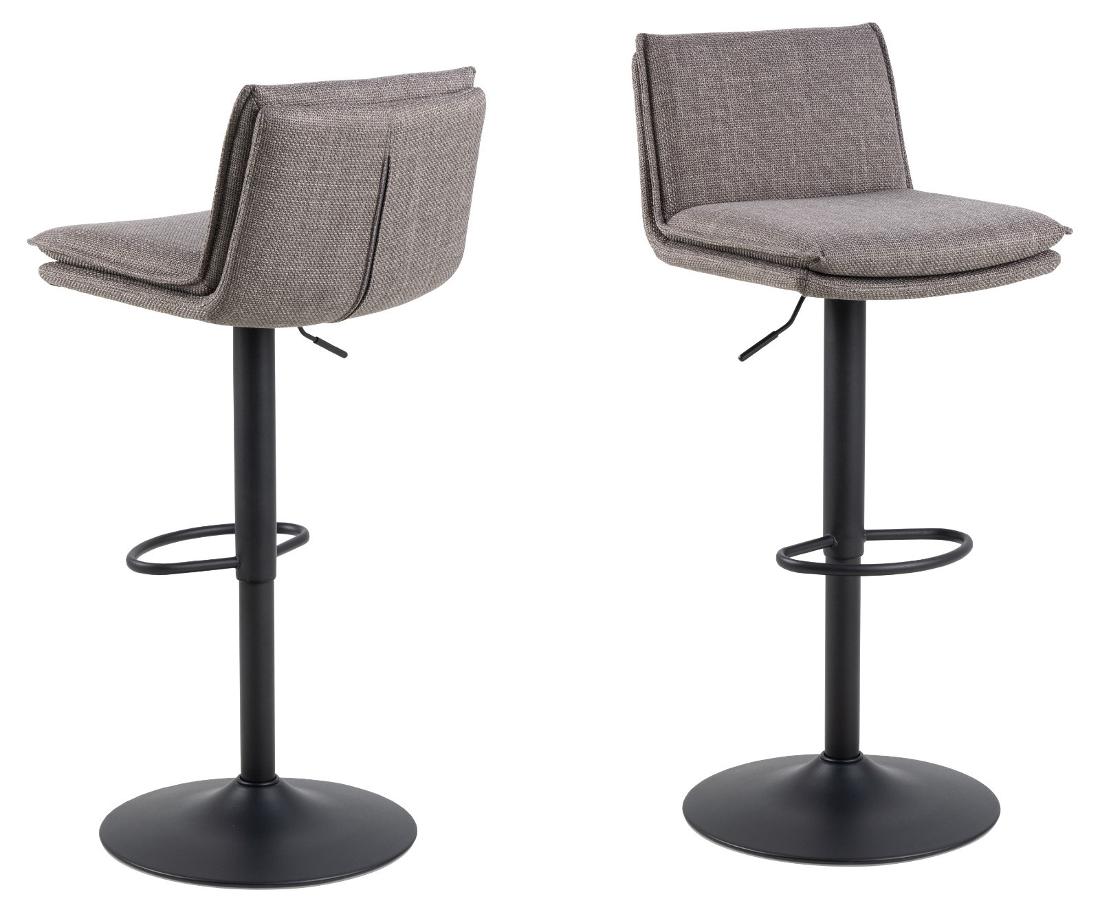 Flynn Bar Stool In Light Grey Fabric Cushioned Seat And Metal Legs x 2 Barstools