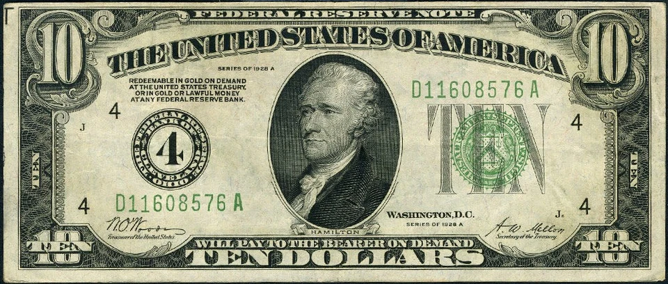 FR. 2001 D $10 1928-A Federal Reserve Note Cleveland D-A Block XF - Image 2 of 3