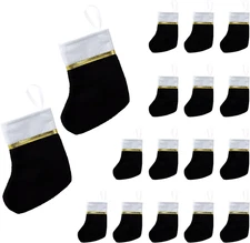 Black Mini Stockings, 7.5 Inch, 24 Pack, Festive Holiday Decor for Tree, Wreath,