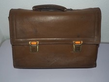 Vintage Aktentasche Leder Braun Schultasche Reflektoren Retro Lehrertasche Patin