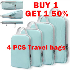 4 PCS Compression Bags Organiser Suitcases Packing Cubes Travel Storage Luggage