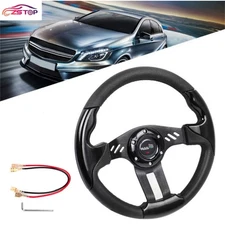 6-Bolt Aluminum 13” 327mm Racing Drifting Sport Steering Wheel Black